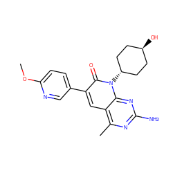 COc1ccc(-c2cc3c(C)nc(N)nc3n([C@H]3CC[C@H](O)CC3)c2=O)cn1 ZINC000116020993