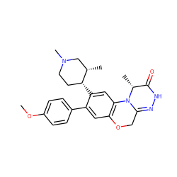 COc1ccc(-c2cc3c(cc2[C@@H]2CCN(C)C[C@@H]2C)N2C(=NNC(=O)[C@H]2C)CO3)cc1 ZINC000299838355