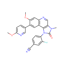 COc1ccc(-c2cc3c(cc2OC)ncc2c3n(-c3ccc(C#N)cc3F)c(=O)n2C)cn1 ZINC000113415217