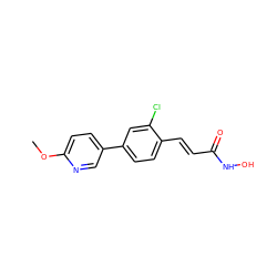 COc1ccc(-c2ccc(/C=C/C(=O)NO)c(Cl)c2)cn1 ZINC000084757102