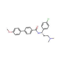 COc1ccc(-c2ccc(C(=O)N[C@@H](CCN(C)C)c3ccc(Cl)cc3)cc2)cc1 ZINC000045286100