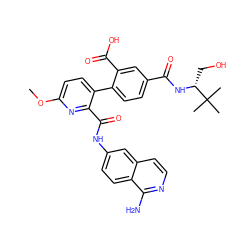 COc1ccc(-c2ccc(C(=O)N[C@H](CO)C(C)(C)C)cc2C(=O)O)c(C(=O)Nc2ccc3c(N)nccc3c2)n1 ZINC000096283214