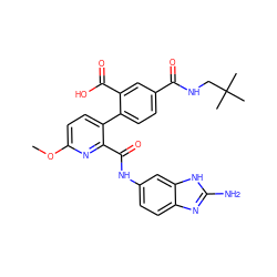 COc1ccc(-c2ccc(C(=O)NCC(C)(C)C)cc2C(=O)O)c(C(=O)Nc2ccc3nc(N)[nH]c3c2)n1 ZINC000096283212