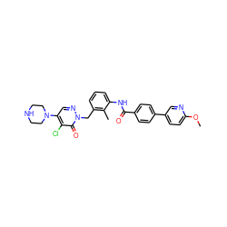 COc1ccc(-c2ccc(C(=O)Nc3cccc(Cn4ncc(N5CCNCC5)c(Cl)c4=O)c3C)cc2)cn1 ZINC000044418871