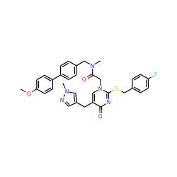 COc1ccc(-c2ccc(CN(C)C(=O)Cn3cc(Cc4cnn(C)c4)c(=O)nc3SCc3ccc(F)cc3)cc2)cc1 ZINC000027631930