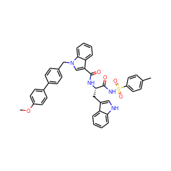 COc1ccc(-c2ccc(Cn3cc(C(=O)N[C@@H](Cc4c[nH]c5ccccc45)C(=O)NS(=O)(=O)c4ccc(C)cc4)c4ccccc43)cc2)cc1 ZINC001772575621