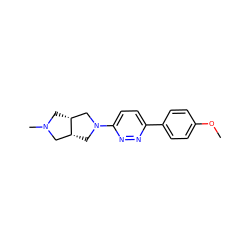 COc1ccc(-c2ccc(N3C[C@@H]4CN(C)C[C@@H]4C3)nn2)cc1 ZINC000040977534