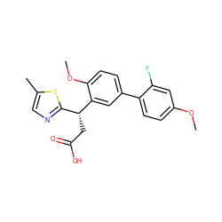 COc1ccc(-c2ccc(OC)c([C@H](CC(=O)O)c3ncc(C)s3)c2)c(F)c1 ZINC001772604511