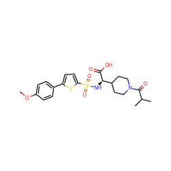 COc1ccc(-c2ccc(S(=O)(=O)N[C@@H](C(=O)O)C3CCN(C(=O)C(C)C)CC3)s2)cc1 ZINC000040956874