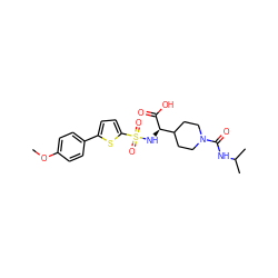 COc1ccc(-c2ccc(S(=O)(=O)N[C@@H](C(=O)O)C3CCN(C(=O)NC(C)C)CC3)s2)cc1 ZINC000040876482