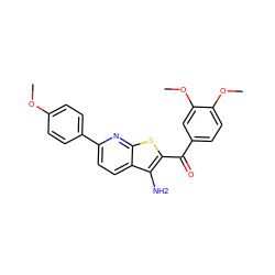 COc1ccc(-c2ccc3c(N)c(C(=O)c4ccc(OC)c(OC)c4)sc3n2)cc1 ZINC000000661588