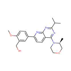 COc1ccc(-c2ccc3c(N4CCOC[C@@H]4C)nc(C(C)C)nc3n2)cc1CO ZINC000205173448