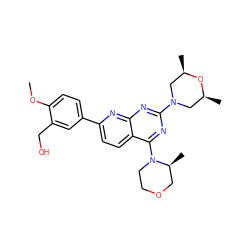 COc1ccc(-c2ccc3c(N4CCOC[C@@H]4C)nc(N4C[C@H](C)O[C@H](C)C4)nc3n2)cc1CO ZINC000095590796