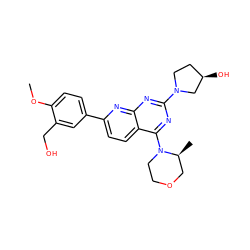 COc1ccc(-c2ccc3c(N4CCOC[C@@H]4C)nc(N4CC[C@@H](O)C4)nc3n2)cc1CO ZINC000095586516