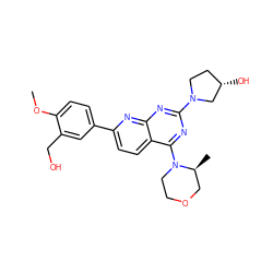 COc1ccc(-c2ccc3c(N4CCOC[C@@H]4C)nc(N4CC[C@H](O)C4)nc3n2)cc1CO ZINC000139113145