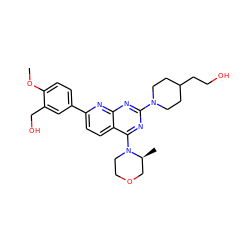 COc1ccc(-c2ccc3c(N4CCOC[C@@H]4C)nc(N4CCC(CCO)CC4)nc3n2)cc1CO ZINC000138969830