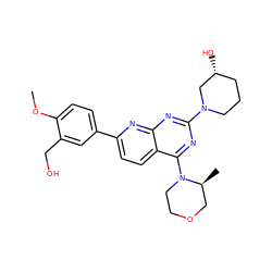 COc1ccc(-c2ccc3c(N4CCOC[C@@H]4C)nc(N4CCC[C@@H](O)C4)nc3n2)cc1CO ZINC000143888476