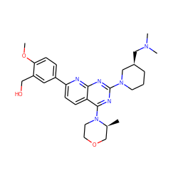 COc1ccc(-c2ccc3c(N4CCOC[C@@H]4C)nc(N4CCC[C@H](CN(C)C)C4)nc3n2)cc1CO ZINC000138666329