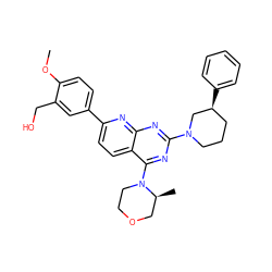 COc1ccc(-c2ccc3c(N4CCOC[C@@H]4C)nc(N4CCC[C@H](c5ccccc5)C4)nc3n2)cc1CO ZINC000138970230