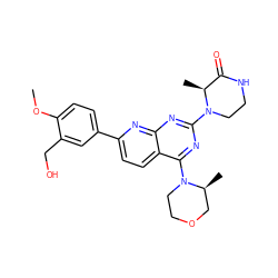 COc1ccc(-c2ccc3c(N4CCOC[C@@H]4C)nc(N4CCNC(=O)[C@@H]4C)nc3n2)cc1CO ZINC000139576394