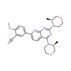 COc1ccc(-c2ccc3c(N4CCOC[C@@H]4C)nc(N4CCOC[C@@H]4C)nc3n2)cc1C#N ZINC000139718219