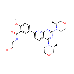 COc1ccc(-c2ccc3c(N4CCOC[C@@H]4C)nc(N4CCOC[C@@H]4C)nc3n2)cc1C(=O)NCCO ZINC000145267264