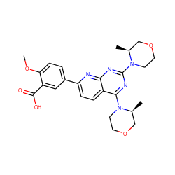 COc1ccc(-c2ccc3c(N4CCOC[C@@H]4C)nc(N4CCOC[C@@H]4C)nc3n2)cc1C(=O)O ZINC000139675141