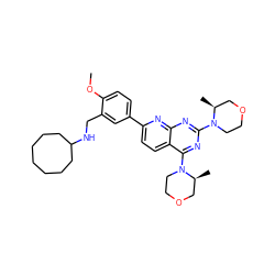 COc1ccc(-c2ccc3c(N4CCOC[C@@H]4C)nc(N4CCOC[C@@H]4C)nc3n2)cc1CNC1CCCCCCC1 ZINC000139961610