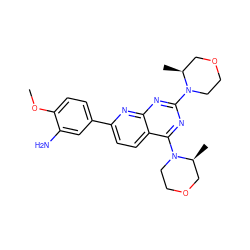 COc1ccc(-c2ccc3c(N4CCOC[C@@H]4C)nc(N4CCOC[C@@H]4C)nc3n2)cc1N ZINC000139484606