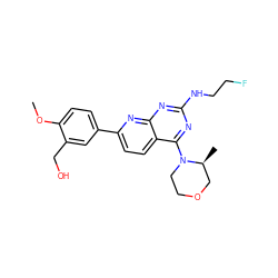 COc1ccc(-c2ccc3c(N4CCOC[C@@H]4C)nc(NCCF)nc3n2)cc1CO ZINC000138807112