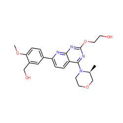 COc1ccc(-c2ccc3c(N4CCOC[C@@H]4C)nc(OCCO)nc3n2)cc1CO ZINC000169055174