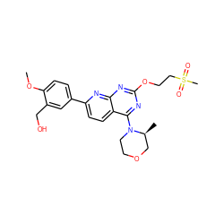 COc1ccc(-c2ccc3c(N4CCOC[C@@H]4C)nc(OCCS(C)(=O)=O)nc3n2)cc1CO ZINC000168806766