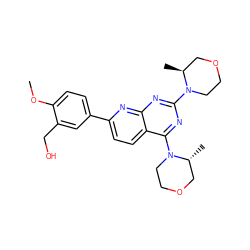 COc1ccc(-c2ccc3c(N4CCOC[C@H]4C)nc(N4CCOC[C@@H]4C)nc3n2)cc1CO ZINC000095567488