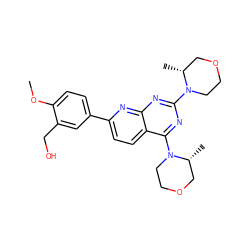 COc1ccc(-c2ccc3c(N4CCOC[C@H]4C)nc(N4CCOC[C@H]4C)nc3n2)cc1CO ZINC000143201183