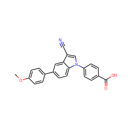 COc1ccc(-c2ccc3c(c2)c(C#N)cn3-c2ccc(C(=O)O)cc2)cc1 ZINC000113277252