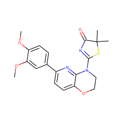 COc1ccc(-c2ccc3c(n2)N(C2=NC(=O)C(C)(C)S2)CCO3)cc1OC ZINC000068203503