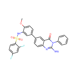 COc1ccc(-c2ccc3nc(N)n(-c4ccccc4)c(=O)c3c2)cc1NS(=O)(=O)c1ccc(F)cc1F ZINC000103264422