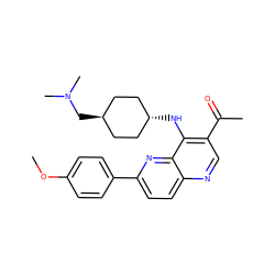 COc1ccc(-c2ccc3ncc(C(C)=O)c(N[C@H]4CC[C@H](CN(C)C)CC4)c3n2)cc1 ZINC000473164942