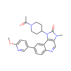 COc1ccc(-c2ccc3ncc4c(c3c2)n(C2CCN(C(C)=O)CC2)c(=O)n4C)cn1 ZINC000203415543