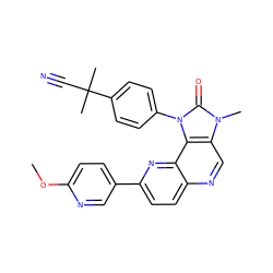 COc1ccc(-c2ccc3ncc4c(c3n2)n(-c2ccc(C(C)(C)C#N)cc2)c(=O)n4C)cn1 ZINC000095589533