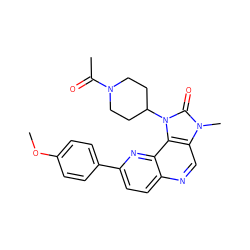 COc1ccc(-c2ccc3ncc4c(c3n2)n(C2CCN(C(C)=O)CC2)c(=O)n4C)cc1 ZINC000118529157