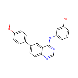 COc1ccc(-c2ccc3ncnc(Nc4cccc(O)c4)c3c2)cc1 ZINC000143119758