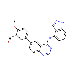 COc1ccc(-c2ccc3ncnc(Nc4cccc5[nH]ncc45)c3c2)cc1C=O ZINC000143182539