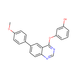 COc1ccc(-c2ccc3ncnc(Oc4cccc(O)c4)c3c2)cc1 ZINC000143103040