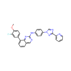COc1ccc(-c2cccc3cnc(Nc4ccc(-n5cnc(-c6ccccn6)n5)cc4)nc23)cc1F ZINC000071296468