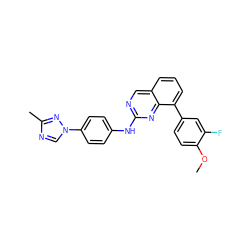 COc1ccc(-c2cccc3cnc(Nc4ccc(-n5cnc(C)n5)cc4)nc23)cc1F ZINC000071330846