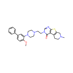 COc1ccc(-c2ccccc2)cc1N1CCN(CCn2cnc3sc4c(c3c2=O)CCN(C)C4)CC1 ZINC000028530490