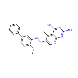COc1ccc(-c2ccccc2)cc1NCc1cnc2nc(N)nc(N)c2c1C ZINC000003814968