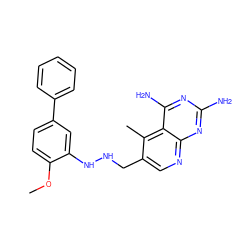 COc1ccc(-c2ccccc2)cc1NNCc1cnc2nc(N)nc(N)c2c1C ZINC000028127053
