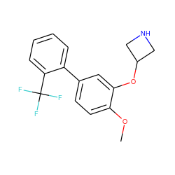 COc1ccc(-c2ccccc2C(F)(F)F)cc1OC1CNC1 ZINC000096175868
